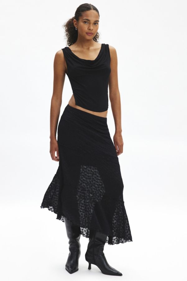 Slide View: 1: Silence + Noise Serene Asymmetric Lace Midi Skirt