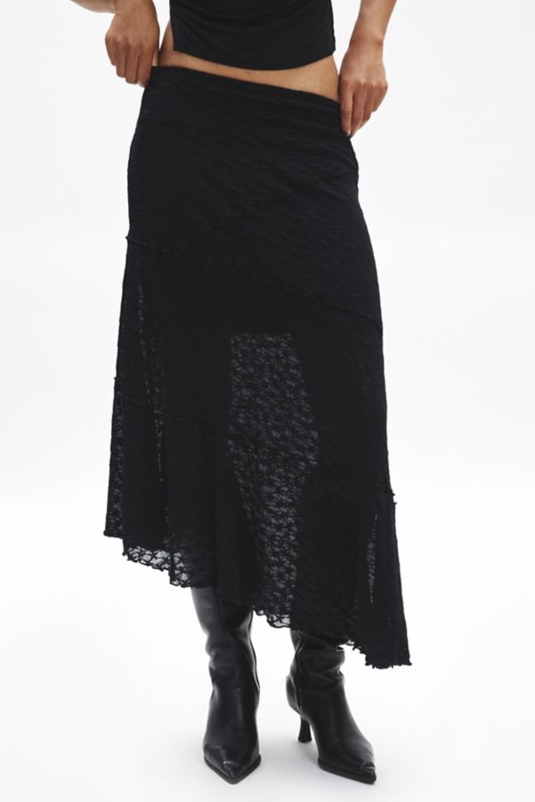 Slide View: 2: Silence + Noise Serene Asymmetric Lace Midi Skirt