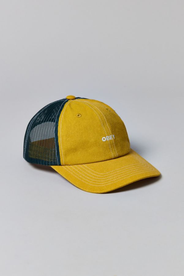 Slide View: 1: OBEY Bold Logo Pigment Dye Mesh Paneled Hat