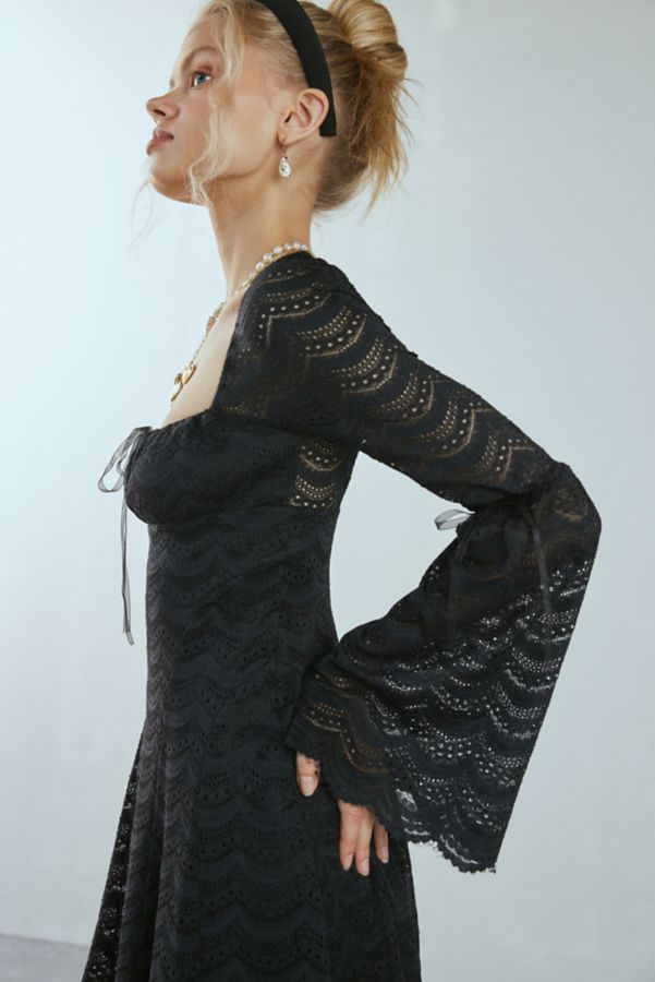 Slide View: 2: Kimchi Blue Alina Scalloped Lace Bell Sleeve Mini Dress