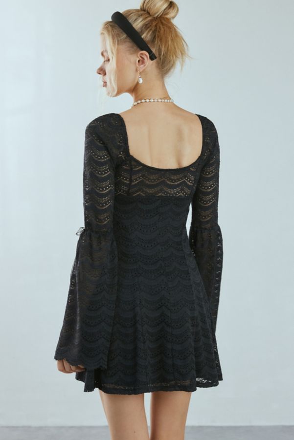 Slide View: 3: Kimchi Blue Alina Scalloped Lace Bell Sleeve Mini Dress