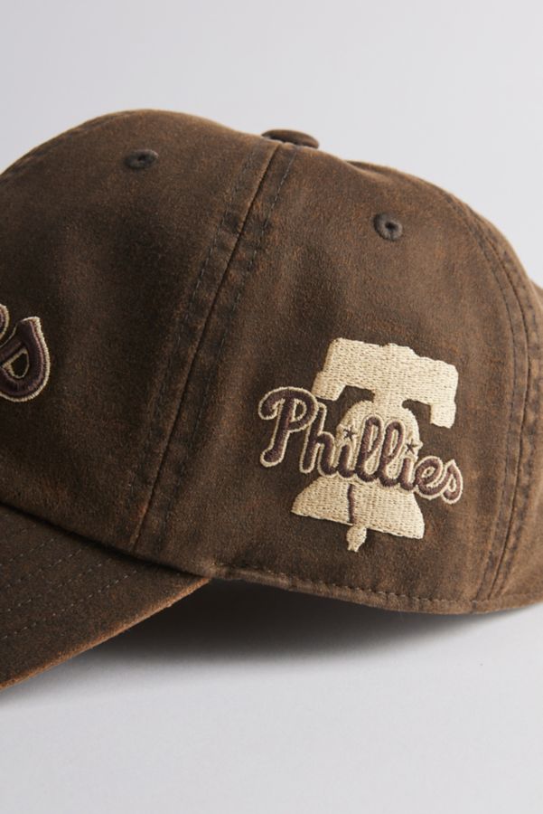 Slide View: 4: Mitchell & Ness Philadelphia Phillies Leather Dad Hat