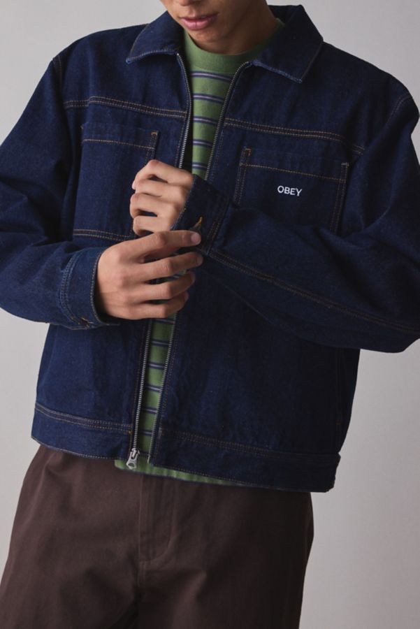 Slide View: 2: OBEY Icon Hardwork Zip-Up Denim Jacket