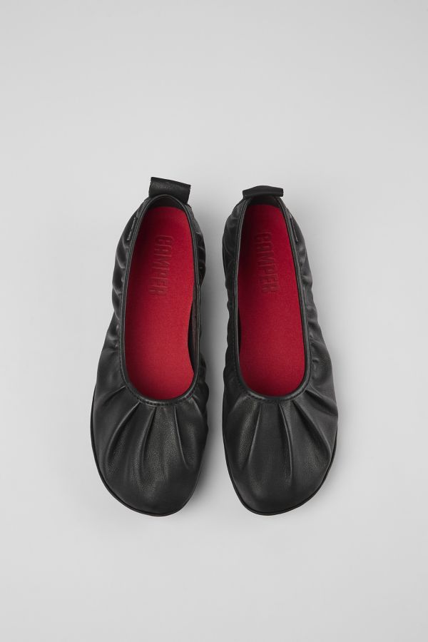 Slide View: 4: Camper Right Leather Pleated Ballerina Flat