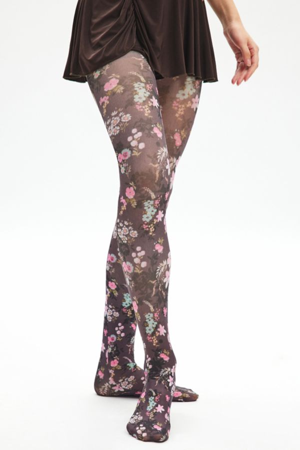 Slide View: 2: Allover Print Floral Tights