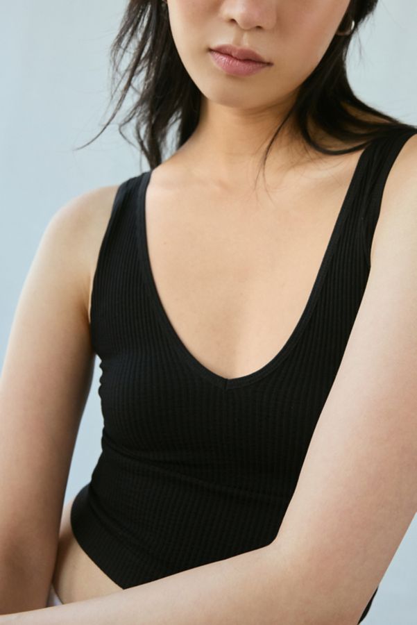 Slide View: 4: Out From Under Plunge Ribbed Seamless Knit Cropped Cami