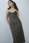 Thumbnail View 1: Motel Delfina Lace Trim Plaid Slip Midi Dress