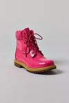 Thumbnail View 3: Botte Imperméable à Lacets 6 Pouces en Cuir Verni Rose Timberland Premium