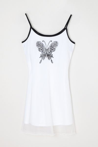 Vintage Y2k Black & White Butterfly Mini Dress