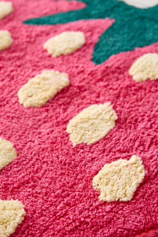 Slide View: 3: Strawberry Shape Plush Tufted Bath Mat