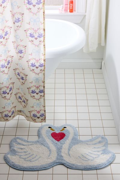 Swan Heart Bath Mat