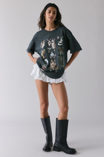 Cat Graphic Oversized T-Shirt Dress