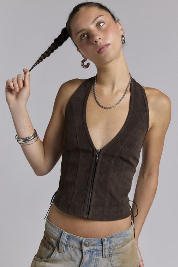 Slide View: 4: Silence + Noise Addison Faux Leather Vest Top