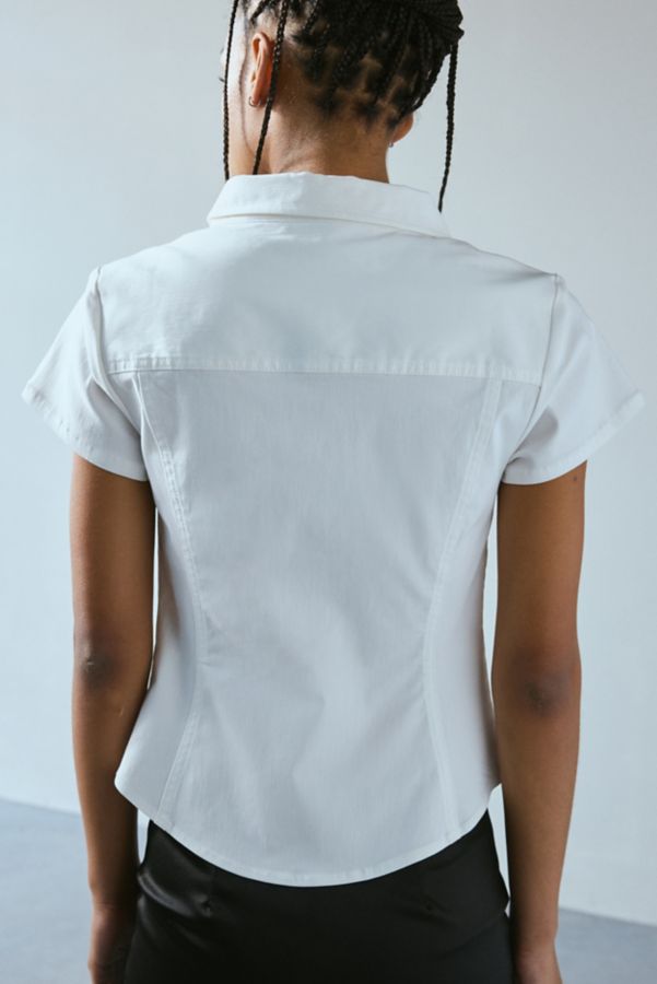 Slide View: 3: Silence + Noise Polly Slim Short Sleeve Snap-Button Shirt