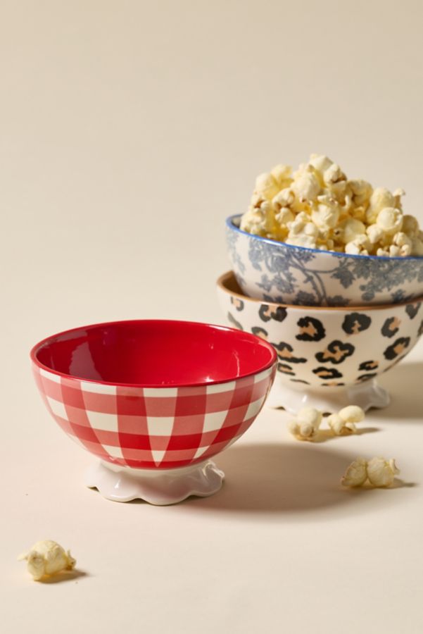 Slide View: 3: Courtney Ceramic Patterned Pedestal Snack Bowl