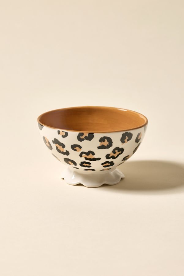 Slide View: 1: Courtney Ceramic Patterned Pedestal Snack Bowl