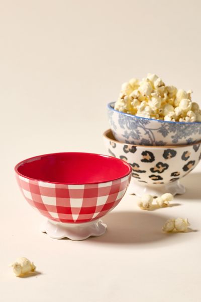 Courtney Ceramic Patterned Pedestal Snack Bowl