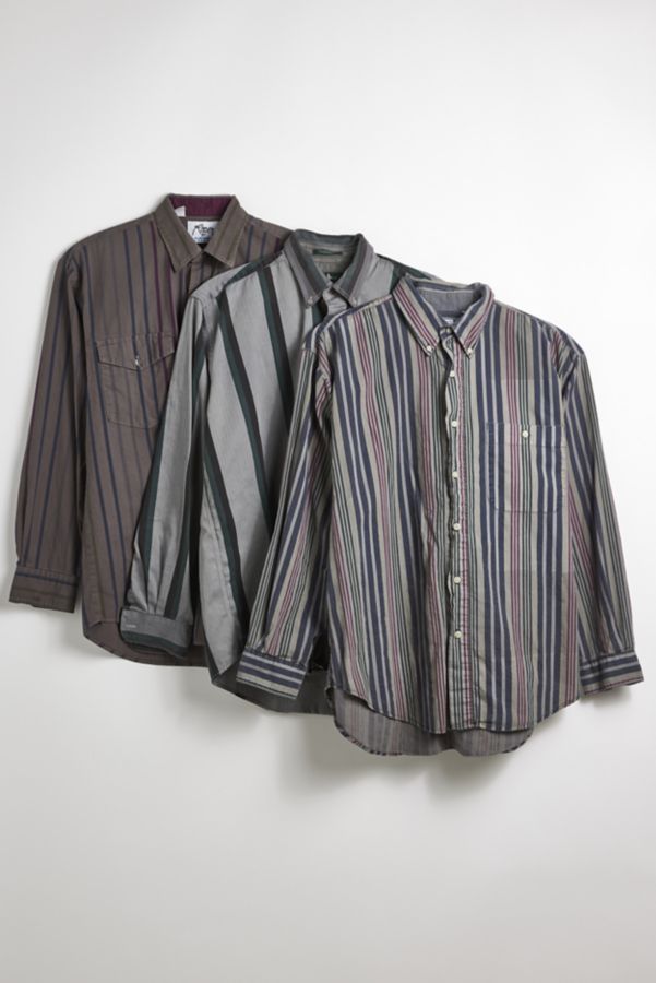 Slide View: 2: Urban Renewal Remade Overdyed Wide Stripe Button-Down Shirt