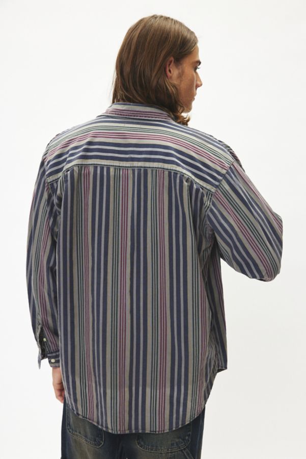 Slide View: 4: Urban Renewal Remade Overdyed Wide Stripe Button-Down Shirt