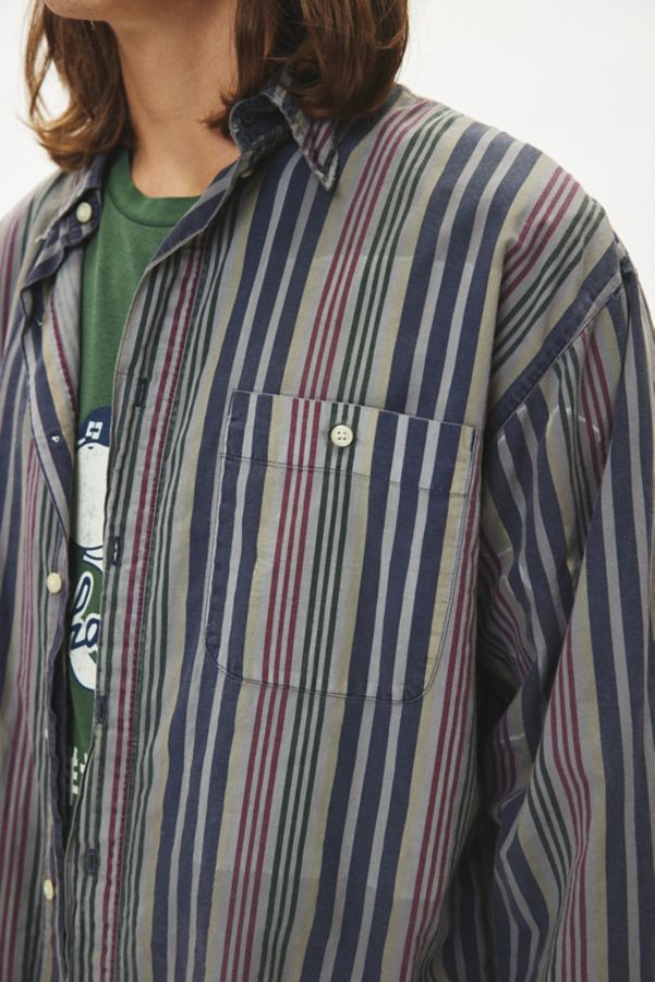 Slide View: 5: Urban Renewal Remade Overdyed Wide Stripe Button-Down Shirt