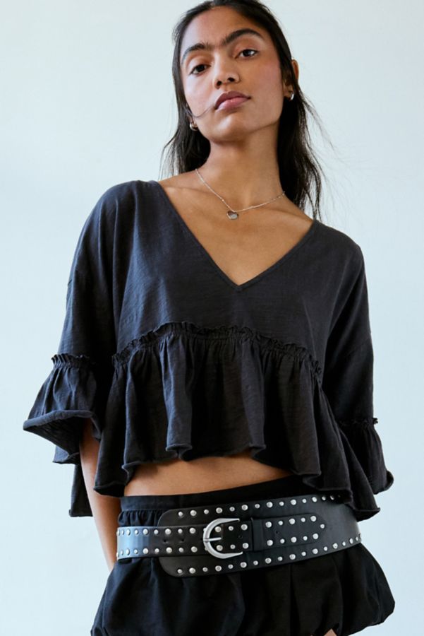 Slide View: 1: UO Brooke Ruffle Babydoll Blouse