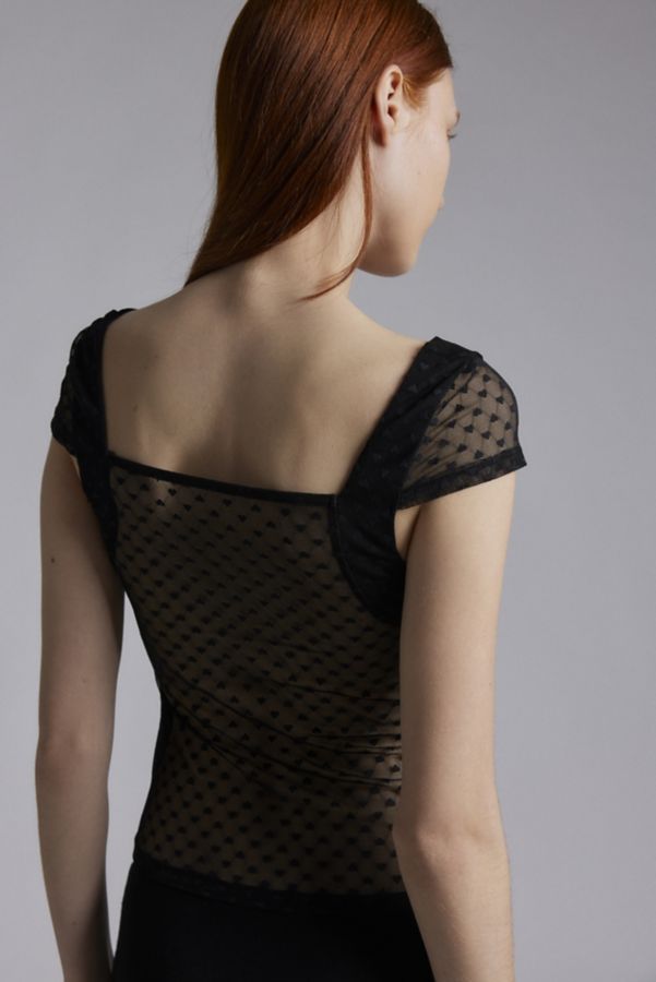 Slide View: 2: Kimchi Blue Bridgette Heart Dotted Mesh Top