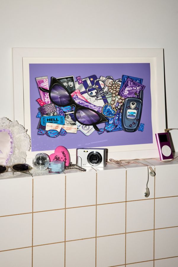 Slide View: 1: jennyalamode Trompe L'oeil Purple Y2K Art Print