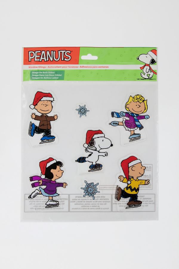 Slide View: 2: Peanuts Characters Ice Skating Window Cling Set