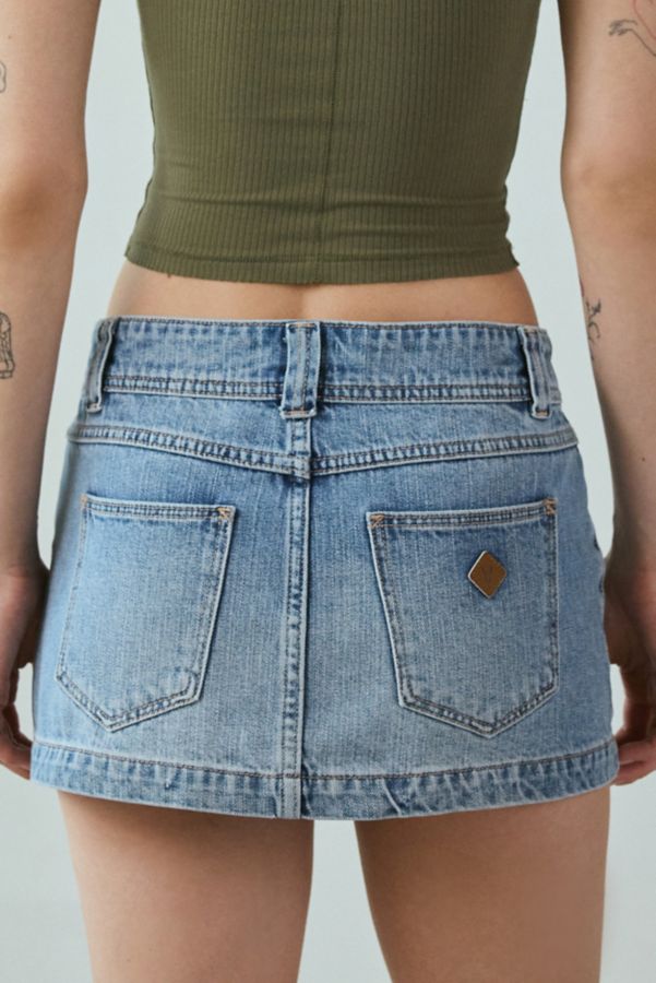 Slide View: 4: Abrand 99 Liv Low-Rise Flap Pocket Denim Micro Skirt