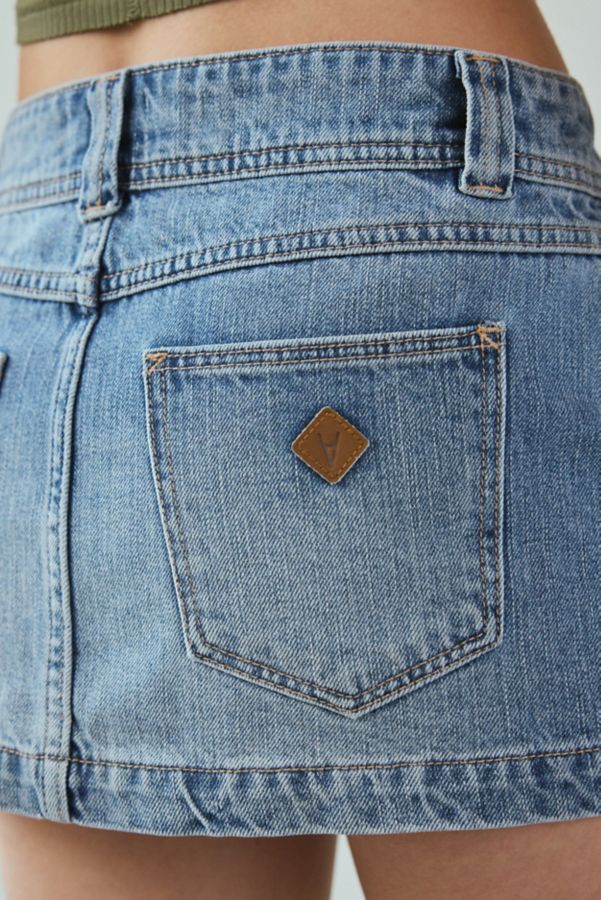 Slide View: 5: Abrand 99 Liv Low-Rise Flap Pocket Denim Micro Skirt