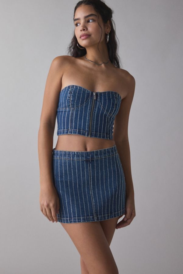 Slide View: 1: Abrand 95 Petra Diamond Denim Mini Skirt