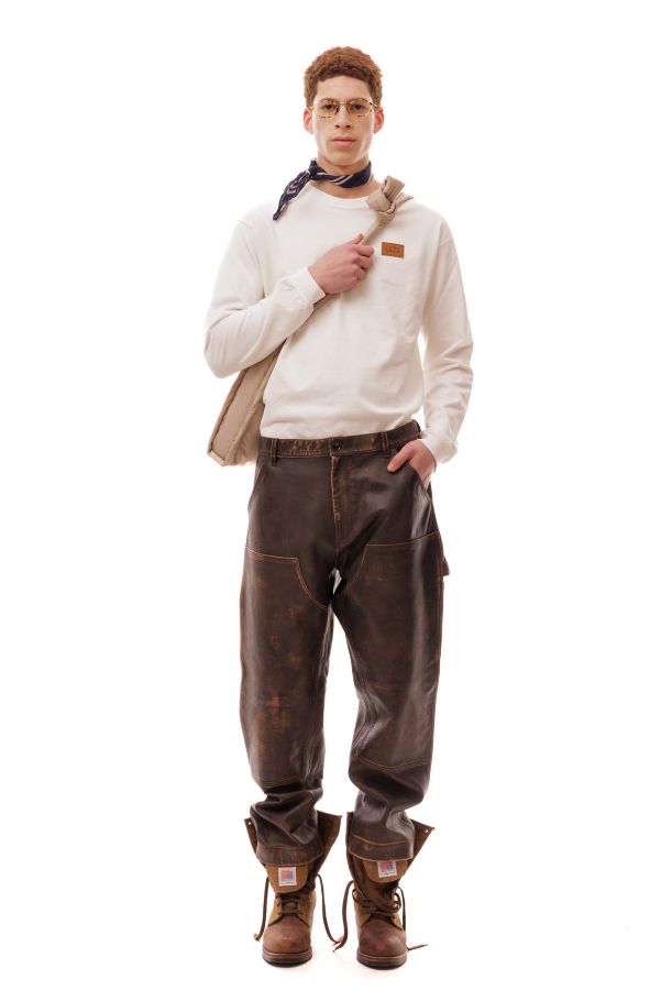 Slide View: 1: LC23 Leather Double Layer Work Trouser Pant