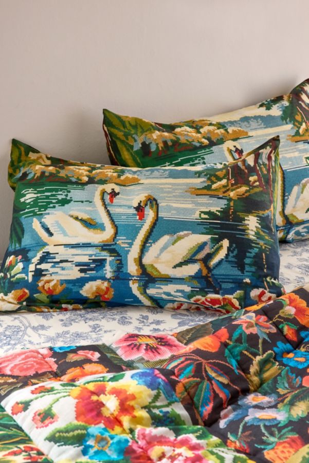 Slide View: 1: Swan Lake Patterned Sham Set