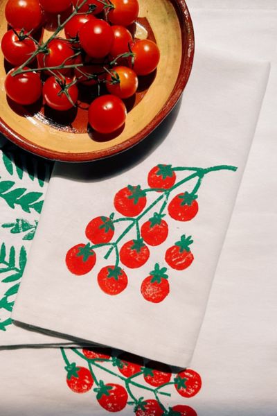 Julie Peach Block Printed Tomato Napkin Set