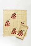 Thumbnail View 2: Julie Peach Block Printed Gingham Tomato Napkin Set