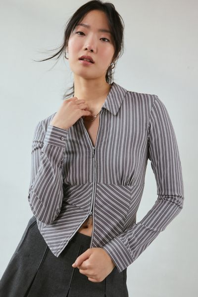 Silence + Noise Hailey Zip-Up Slim Shirt