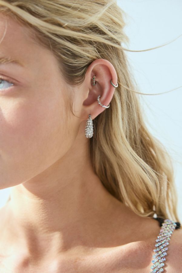 Slide View: 1: Boucles d'Oreilles Créoles Épaisses avec Déclaration de Strass Pavé