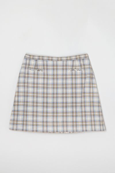 Vintage Y2k Light Tan Plaid Mini Skirt