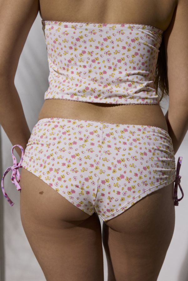 Slide View: 2: Out From Under Cameron Printed Cinched Boyshort Bikini Bottom