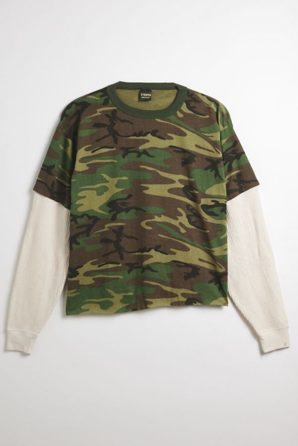 Slide View: 2: T-shirt Thermique à Manches Longues et Double Couche Camouflage Urban Renewal Remade