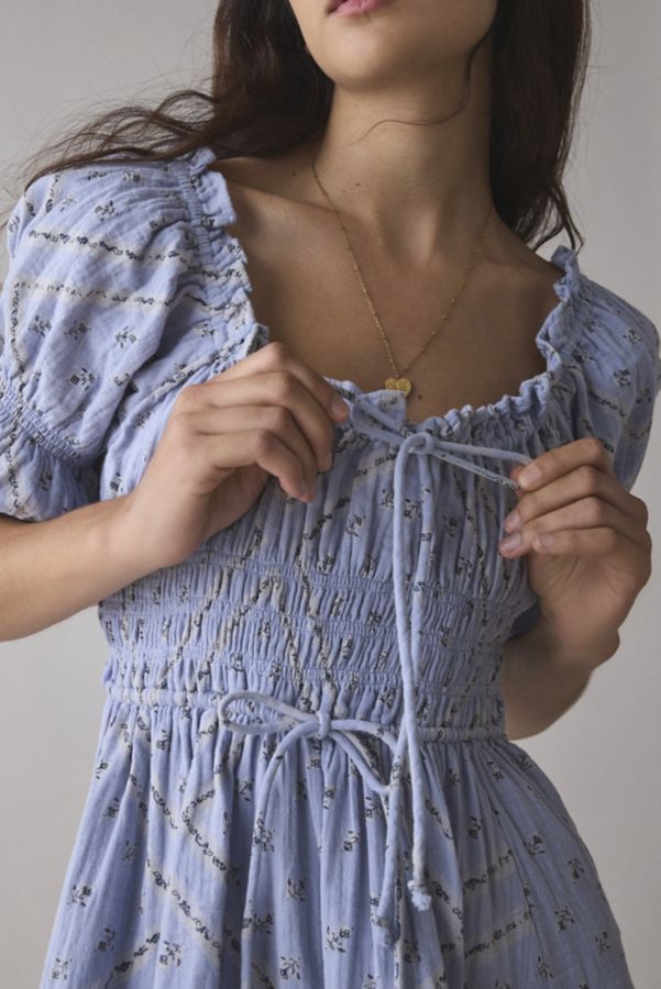 Slide View: 3: Kimchi Blue Sofia Smocked Tie-Front Bow Mini Dress