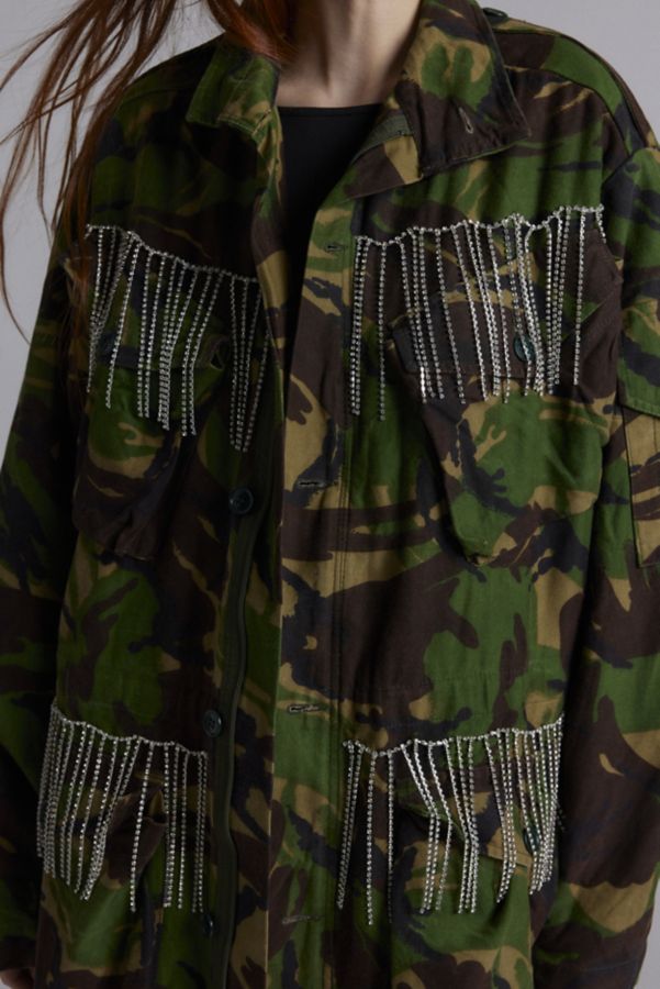 Slide View: 2: Urban Renewal Remade Rhinestone Fringe Camo Jacket