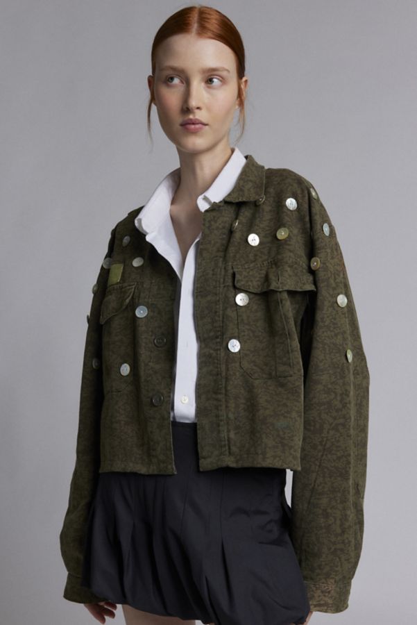 Slide View: 1: Urban Renewal Remade Button Detail Crop Jacket