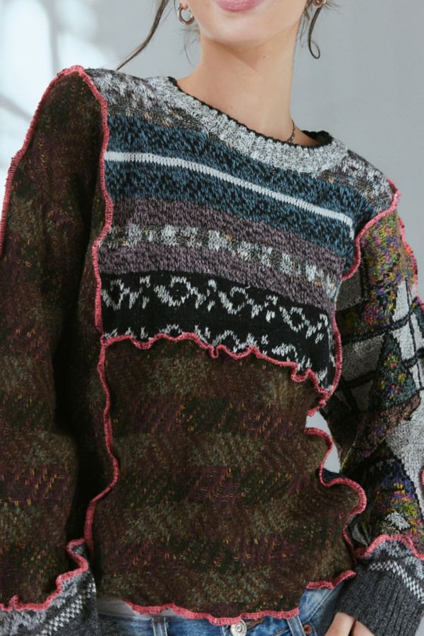 Slide View: 3: Urban Renewal Remade Pop Stitch Pieced Sweater