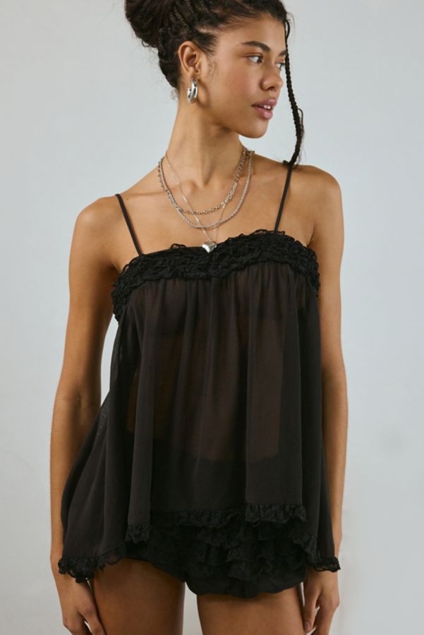 Slide View: 1: Out From Under Merrit Sheer Ruffle Tunic Tank Top