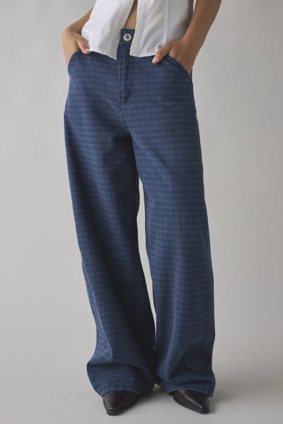 BDG Mini Check Overdyed Canvas Mid-Rise Baggy Pant