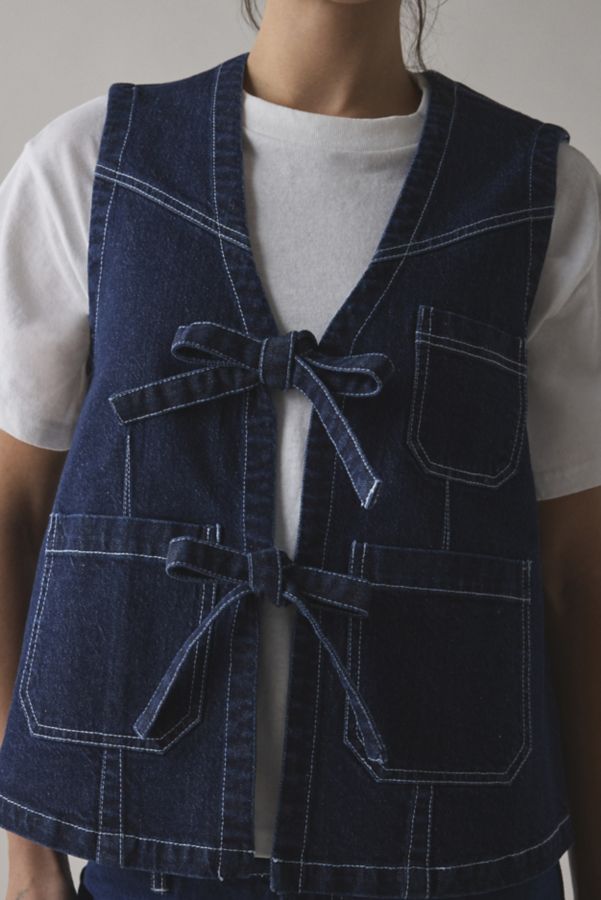 Slide View: 2: Kimchi Blue Nora Tie-Front Denim Vest