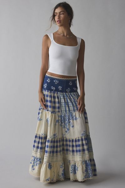 Kimchi Blue Amelia Crafted Patchwork Lace Trim Maxi Skirt