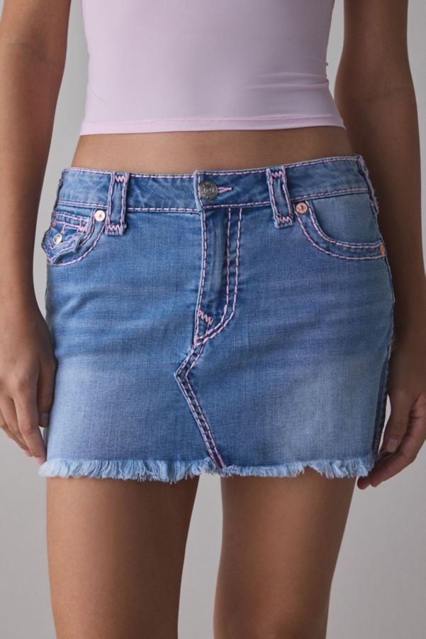 Slide View: 1: Mini-jupe en denim True Religion Sadie Super T Flap