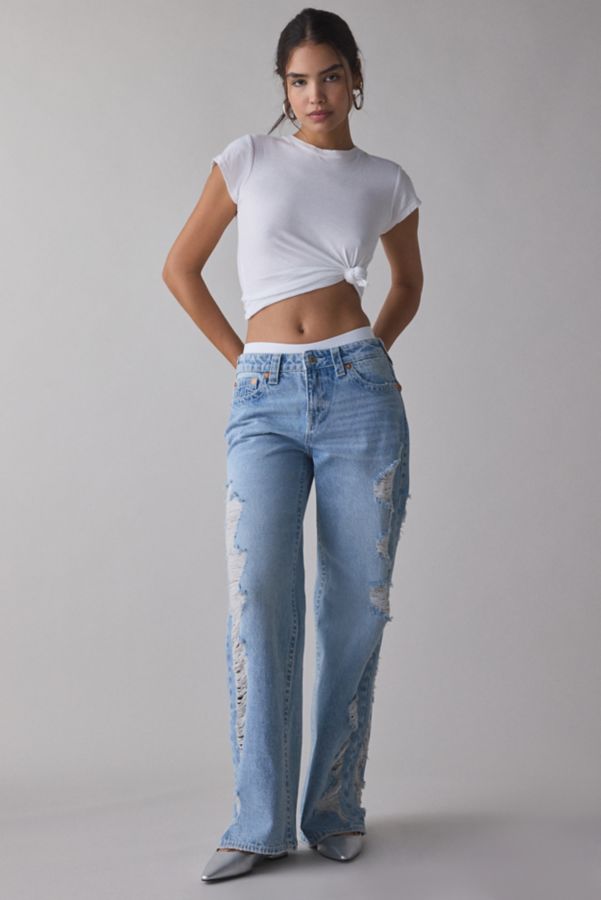 Slide View: 3: Jean Baggy Taille Mi-Haute Super Délavé Bobbi True Religion